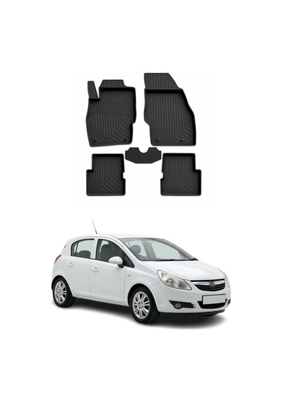 Opel Corsa D 2007-2014 Uyumlu 4d Havuzlu Paspas Kauçuk Siyah 5 Parça