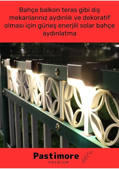 Premium Su Geçirmez Solar Güneş Enerjili Şarj Edilen Köşebent Merdiven Veranda Bahçe 4'lü Led Set