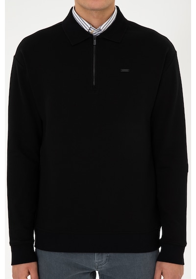 U.S. Polo Assn. Erkek Comfort Fit Yarım Fermuarlı Siyah Sweatshirt 50316484-VR046 U.S. Polo Assn. Erkek Comfort Fit Yarım Fermuarlı Siyah Sweatshirt 50316484-VR046