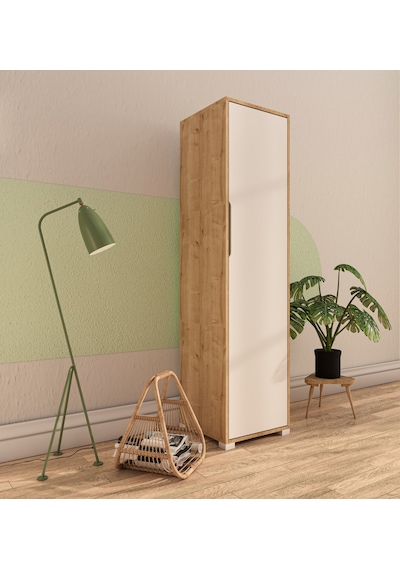 Flora 1 Kapaklı 5 Raflı Gardırop Safir Meşe - Beyaz Elbise Dolabı Flora 1 Kapaklı 5 Raflı Gardırop Safir Meşe - Beyaz Elbise Dolabı