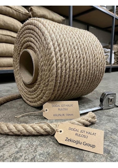 Jüt Halat Dekor İpi 14 Mm 10 Metre Kendir İp Hasır İp Urgan Halat Hobi Ve Dekorasyon İpi