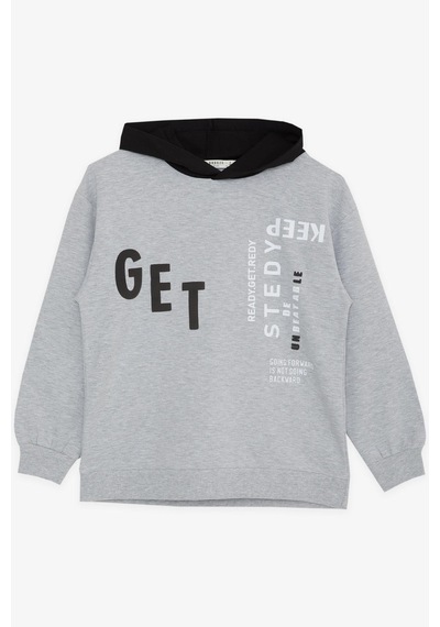Breeze Erkek Çocuk Get Yazılı Sweatshirt-15360 Gri