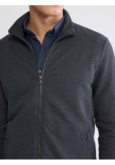 Lcwaıkıkı Classic Antrasit Standart Kalıp Dik Yaka Erkek Fermuarlı Sweatshirt