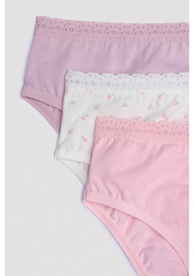 Penti Kız Çocuk Çiçekli 3lü Slip Külot Çok Renkli