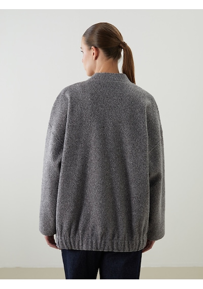 Lcwaıkıkı Classic Gri Kolej Yaka Oversize Kadın Bomber Mont