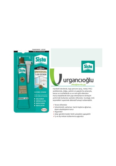Sista Universal Silikon Şeffaf Tüp 50Gr