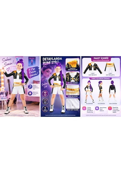 Toyfest K-pop Demon Hunters Golden Rumi Kostüm Seti Çocuk Kız 7-8 Yaş S 122-128 Cm Çok Renkli Toyfest K-pop Demon Hunters Golden Rumi Kostüm Seti Çocuk Kız 7-8 Yaş S 122-128 Cm Çok Renkli