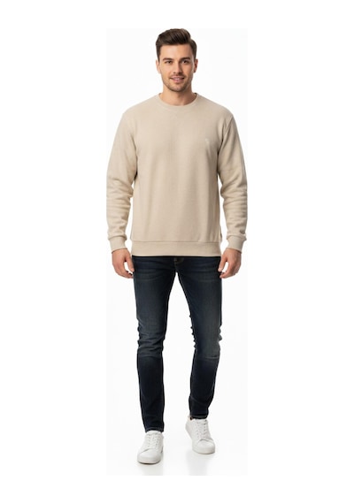 Baglan Erkek Büyük Beden Sıfır Yaka Selanik Sweatshirt Bgl-st04871 Taş