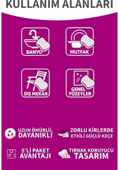 Bubble Sünger Düz 5'li Açık Bej