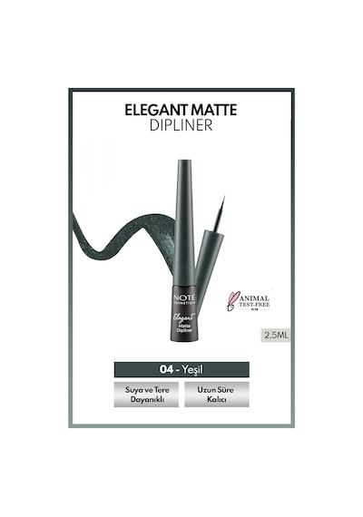 Note Cosmetique Elegant Matte Dipliner Waterproof Suya Dayanıklı - 04 Ocean Green - Yeşil