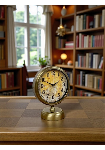 Antique Touch 25x20 Eskitme Metal Masa Saati Çok Renkli