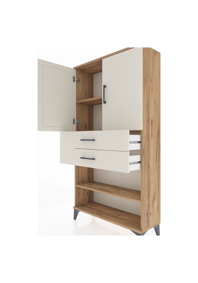 Arges Dolap 3 Raflı 2 Çekmeceli 2 Kapaklı 88x30x163 Çam-aytaşı Çam