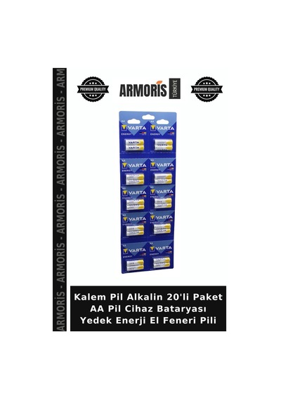 Kalem Pil Alkalin 20'li Paket Aa Pil Cihaz Bataryası Yedek Enerji El Feneri Pili