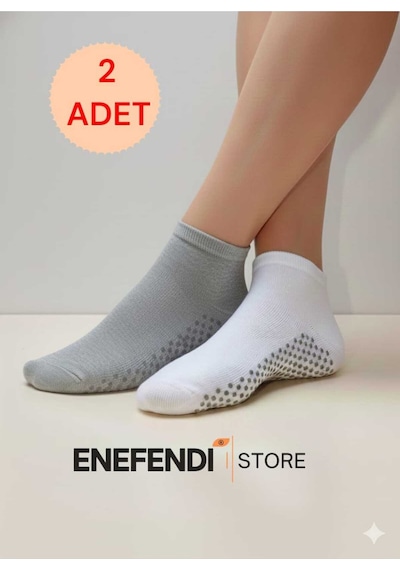 Nf Nd Enefendi 2 Çift Kaydırmaz Unisex Yoga, Pilates, Tavaf Çorabı Spor Patik Çorap Beyaz Gri 36-40 Beyaz - Gri