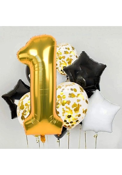 Folyo Balon 1 Rakamı Helyum Balon 76 Cm Altın Renk