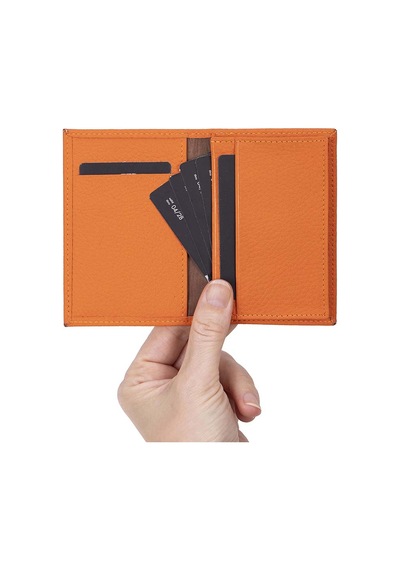 Bloominbag Bloomcard Verta Burnt Orange Hakiki Deri Dikey Kartlık Turuncu