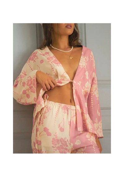 Lilly Rosalie Bloom Çift Renkli Pijama Takımı Pembe Pembe