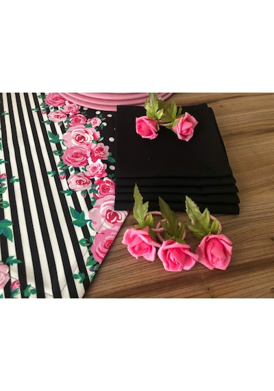 Sofra Sunum Seti Pembe Gül Desenli Çok Renkli