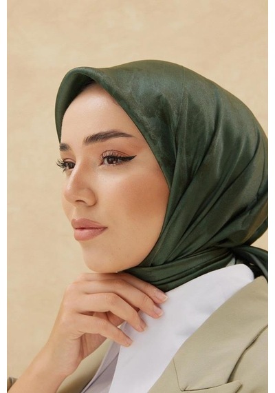 Silk Home Desenli Shiny Eşarp - 8647 - Asker Yeşili Asker Yeşili
