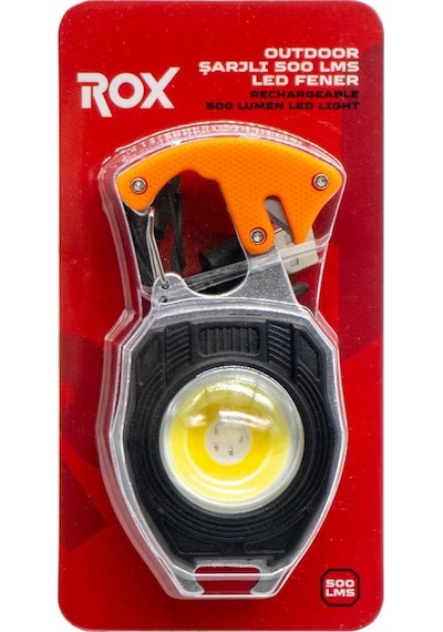 Rox 0230 Outdoor Çok Fonksiyonlu Anahtarlık Şarjlı Led Fener 500 Lümen Siyah