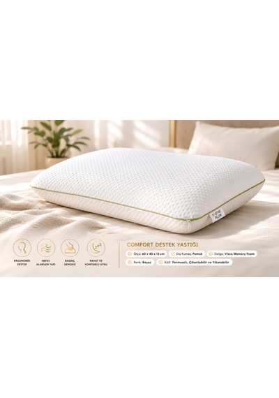Comfort %100 Visco Boyun Destekli Antibakteriyel Ortopedik Yastık Beyaz