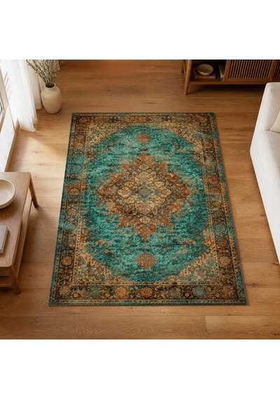 Kartela Halı Melo Halı Jüt Taban Dokuma Halı Yeşil - 120 X 180 Cm