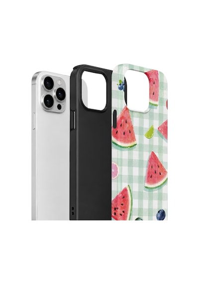 Apple iPhone Uyumlu 12 Pro Max Vorian Çift Katmanlı Kılıf Watermelon Picnic Gingham