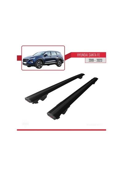 Hyundai Santa Fe Tm 2019-2023 Arası İle Uyumlu Hook Model Anahtar Kilitli Ara Atkı Tavan Barı Siyah