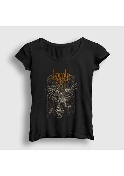 Presmono Kadın Bird Lamb Of God T-shirt Siyah