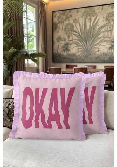 Okay Dekoratif Yazılı Saçaklı Yastık Kılıfı - Retro Slogan Fuşya Krem Püsküllü Kırlent Kılıfı Yalın Sahil Nektar Okay Dekoratif Yazılı Saçaklı Yastık Kılıfı - Retro Slogan Fuşya Krem Püsküllü Kırlent Kılıfı Yalın Sahil Nektar
