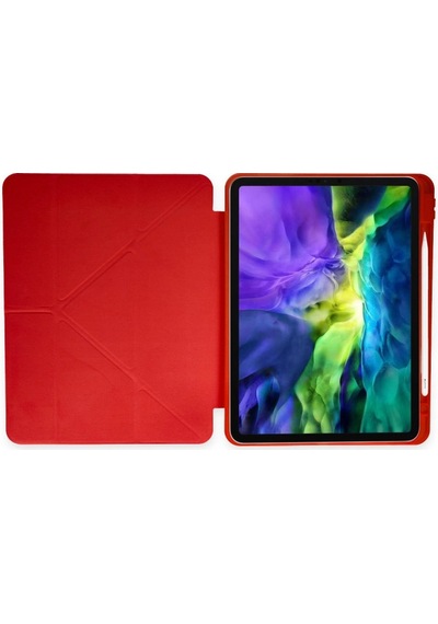 Samsung Galaxy P610 Tab S6 Lite 10.4 Kılıf Kalemlikli Mars Tablet Kılıfı - Kırmızı Arka Kapak