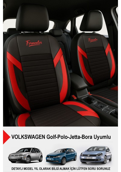 Formentor Tay Tüyü Oto Koltuk Kılıfı Volkswagen Bora-golf-jetta-polo Uyumlu Kırmızı