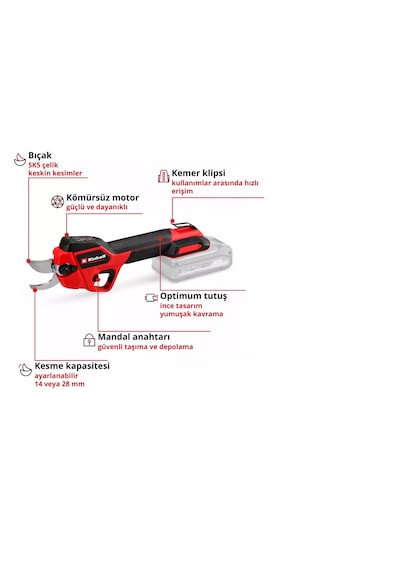 Einhell GP-LS 18/28 Li BL Akülü Budama Makası + 2.5 AH Starter Kit