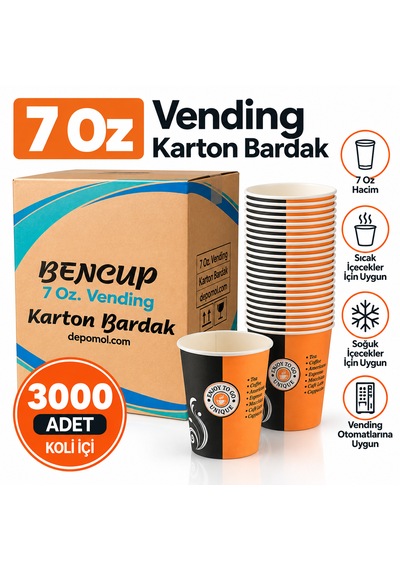 7 Oz Karton Bardak 3000 Adet Otomat Bardağı Çay Kahve Bardağı