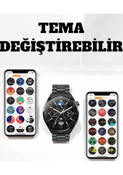 Akıllı Saat Uyku Ve Sağlık Takibi Bildirim Görme Arama Cevaplama Siyah