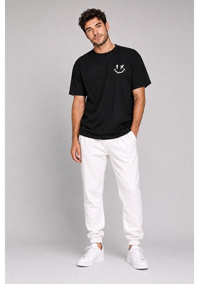 Nevermind Sevgili Kombini Smiley Baskılı Çift Tişört Oversize Unisex %100 P Çok Renkli