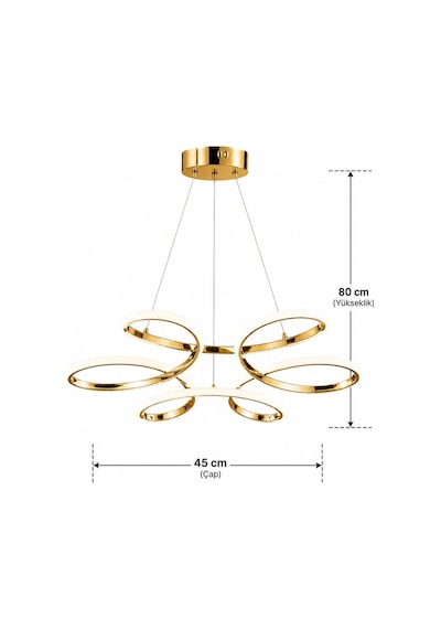 Marina Model Gold 3 Renk Mutfak Hol Antre Salon Oturma Yatak Odası Modern Metal Led Avize