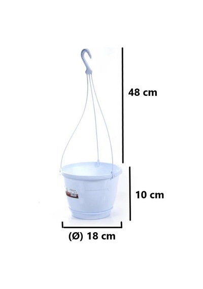 Omnipazar So-sm01 Safir Makrome Askılı Balkon Saksı 1,7 Lt Beyaz 6 Adet