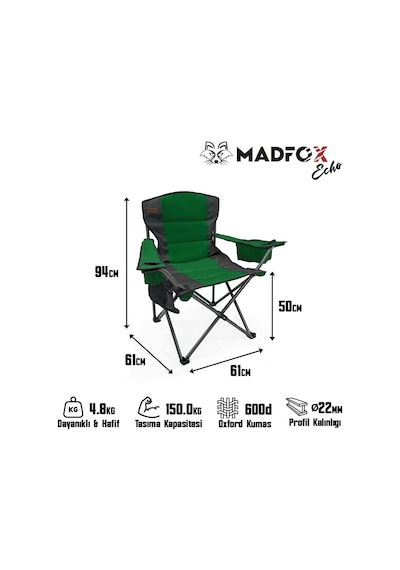 Madfox Echo Katlanır Kamp Sandalyesi Mavi Çok Renkli