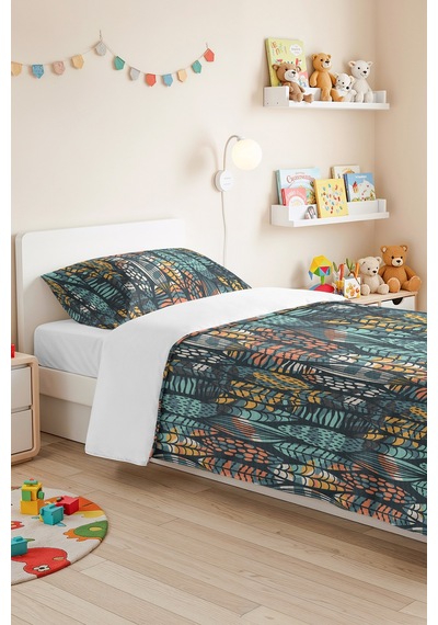 Yaprak Geometrik Turkuaz Genç Odası Tek Kişilik Pike Takımı-modern 160x220 Cm Kapitone Yatak Örtüsü Fısıltılı Yağmur Anısı
