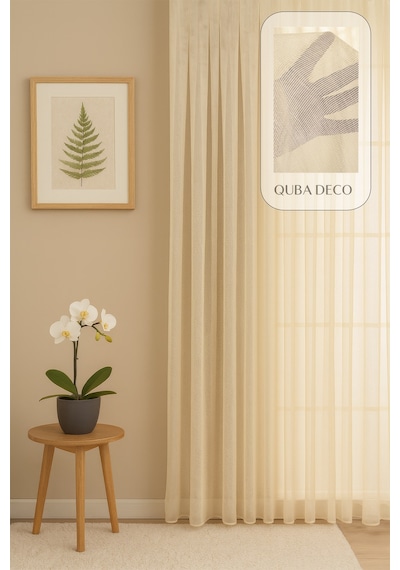 Natural Modern File Dokulu Keten Tül Perde Pileli Salon Oturma Odası Yatak Odası Çocuk Odası Krem
