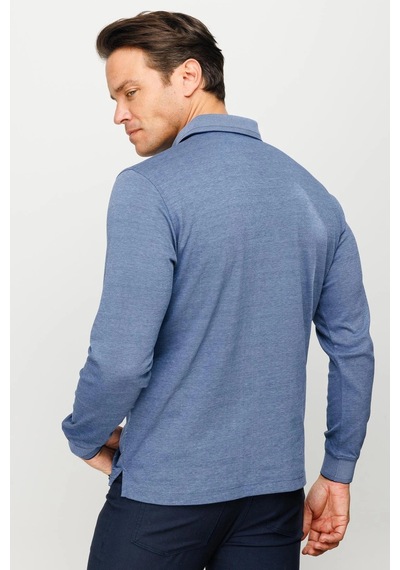 Desen Triko Erkek Polo Yaka Desenli Uzun Kollu Sweatshirt Lacivert Lacivert