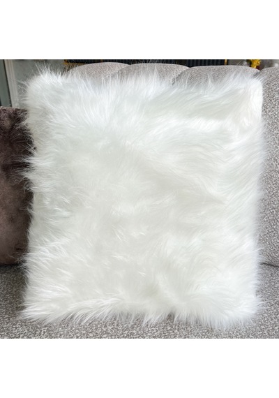 Elite Peluş Dekoratif Kırlent Kılıfı 45x45 Cm - Peluş Kırlent Kılıfı 1 Adet Beyaz