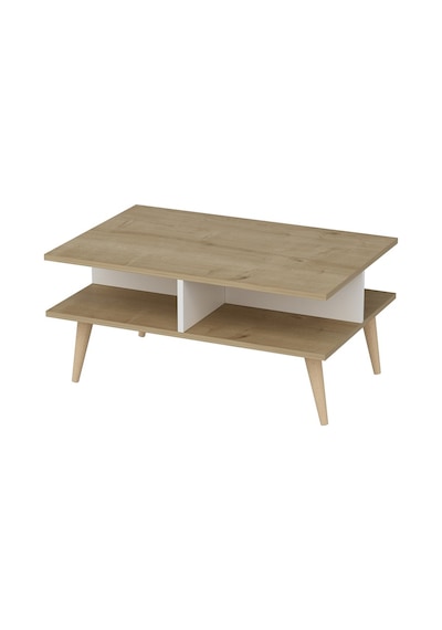 Dekorosso Poloo Ahşap Ayaklı Modern Orta Sehpa 90Cm Beyaz-Safir
