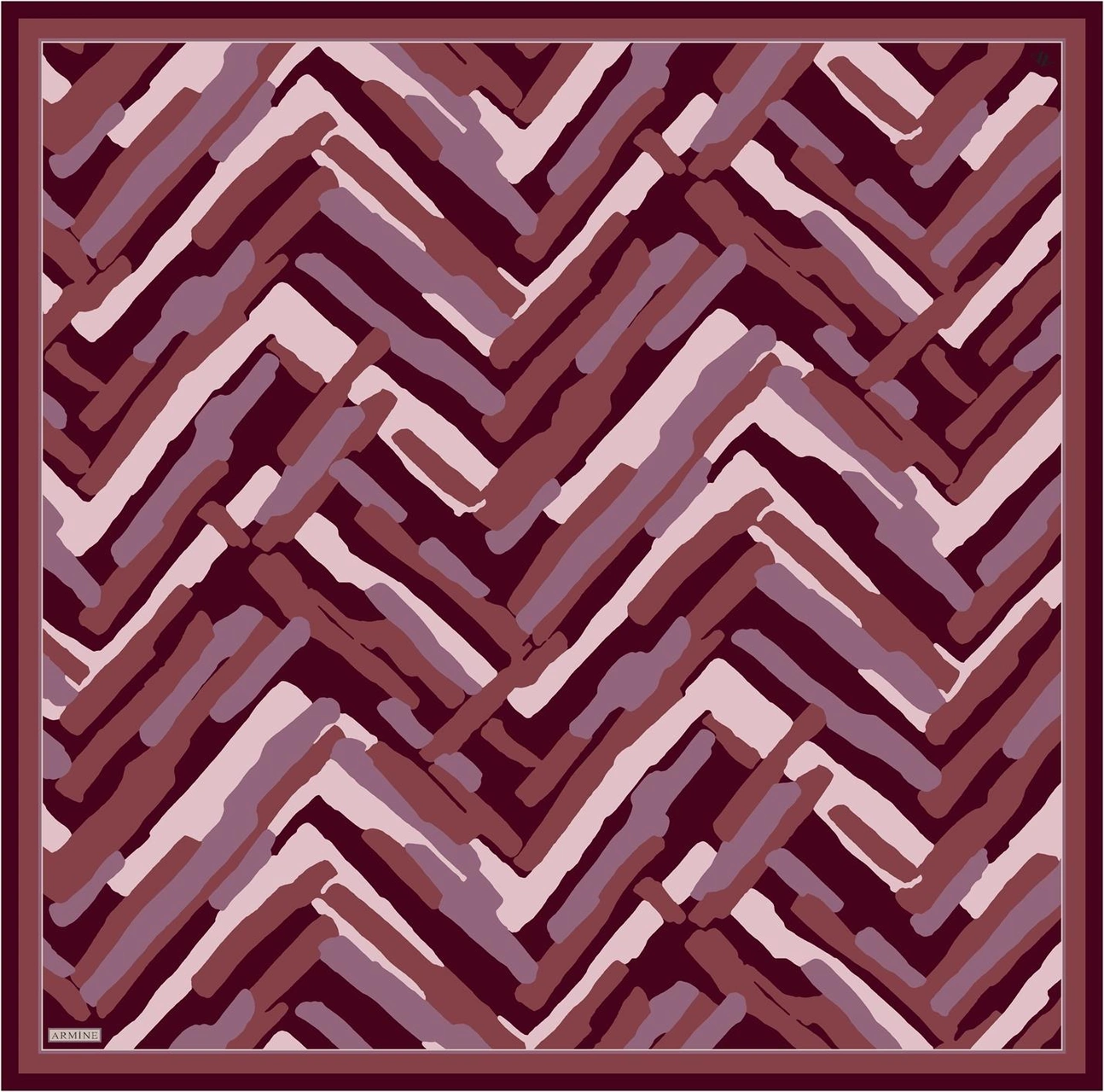 Armine Geometrik Desenli Saf İpek Twill Eşarp 9303d 83 Bordo