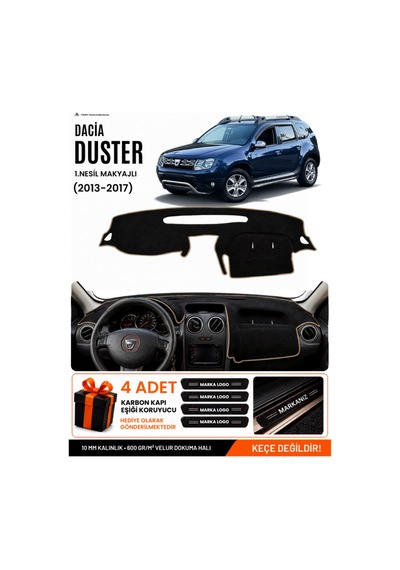 Dacia Duster 1.nesil Makyajlı 2013-2017 Uyumlu Torpido Örtüsü, Torpido Kılıfı - Siyah Bej