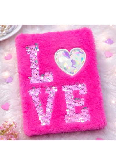 Özel Üretim Kalemlik Yanı Hatıra Love Tasarımlı Peluş Defter Çok Renkli