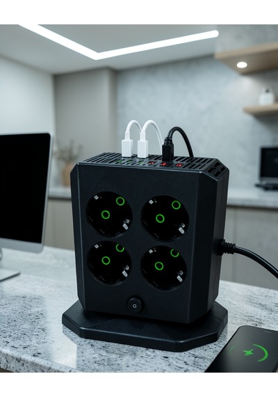 8 Priz 4 Usb 2 Type-c Çocuk Korumalı Güç Dağıtıcı Uczza105priz-5 Diğer