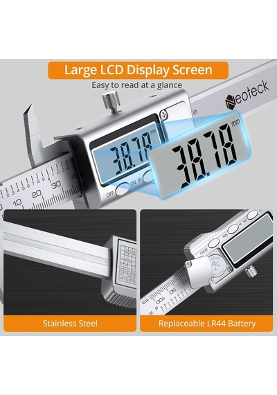 4 İnç/100 Mm Dijital Kumpas, Paslanmaz Çelik Elektronik Kaliperler Ölçüm Aracı İnç/mm Dönüştürme, Büyük Lcd Ekran