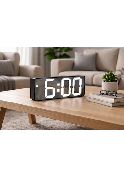 Led Dijital Saat Sesle Aktifleşen, Sıcaklık Göstergeli, Gece Modlu Modern Masa Alarm Saati Diğer